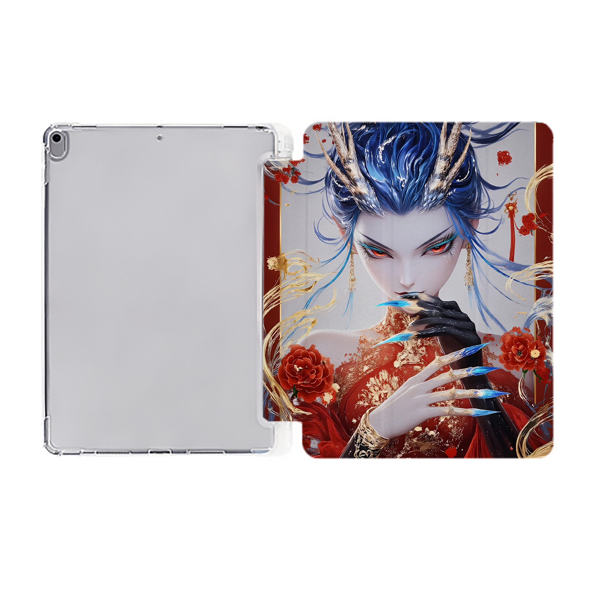 （画像用） Ne Zha 2 ナタ 魔童の大暴れ IPad ケース ペン収納付き 三つ折りスタンド PUレザー×シリコン 対応機種9.5/10.5/10.9インチ